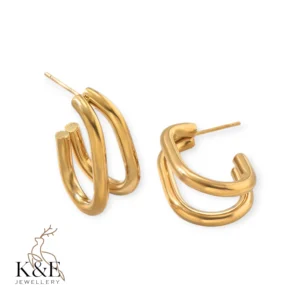 1 pair sweet simple style classic style geometric 201 stainless steel 18k gold plated ear studs