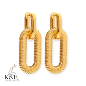 1 pair fashion oval stainless steel plating drop earrings