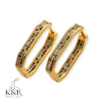 1 pair simple style commute geometric plating inlay copper zircon 18k gold plated earrings