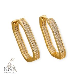 1 pair simple style commute geometric plating inlay copper zircon 18k gold plated earrings (2)