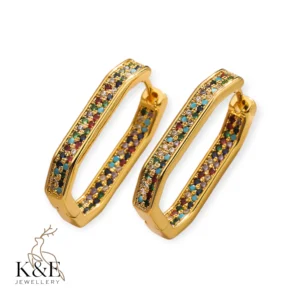 1 pair simple style commute geometric plating inlay copper zircon 18k gold plated earrings