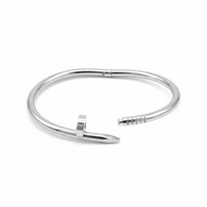 nail silver tone bangle