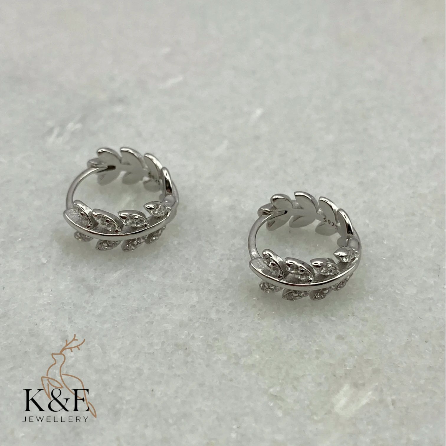 leaf cz hoops leaf cz hoops