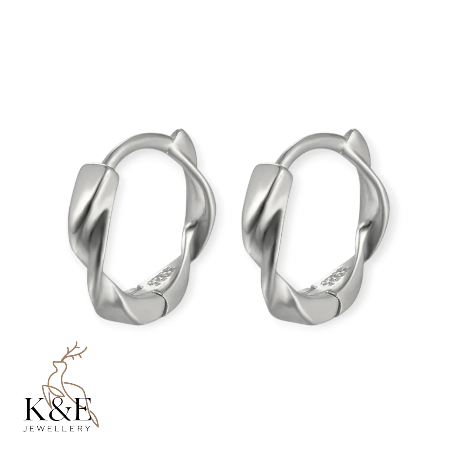 swirl silver hoop earrings