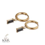 aurora black rectangle stone hoops