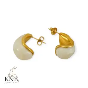pvd coated 18k gold plated c shape 304 stainless steel casual simple style waterproof non tarnish ear studs