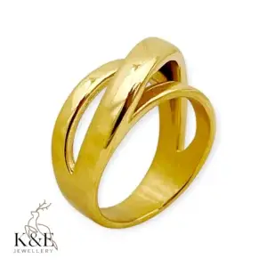 pvd coated real gold plated 14k gold geometric 304 stainless steel classic style waterproof non tarnish rings