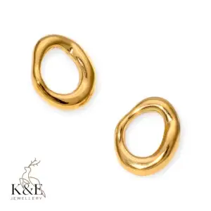 pvd coated real gold plated 18k gold geometric circle 304 stainless steel elegant simple style ig style waterproof non tarnish ear studs