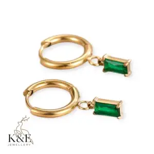 pvd coated real gold plated square titanium steel fashion waterproof non tarnish earrings