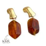 retro hong kong style personality amber colored geometric hoop earrings fashionable individuality mural wind ear jewelry