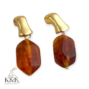 retro hong kong style personality amber colored geometric hoop earrings fashionable individuality mural wind ear jewelry
