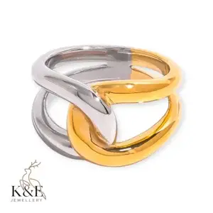 wholesale jewelry casual basic simple style irregular geometric 304 stainless steel 18k gold plated mixed metal rings