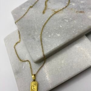 small moon sun rectangle necklace