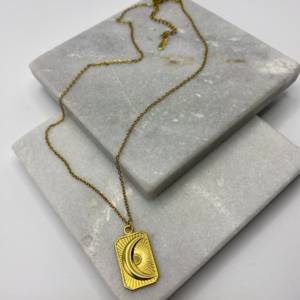 large moon sun rectangle necklace