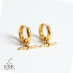 t bar hoop earrings gold