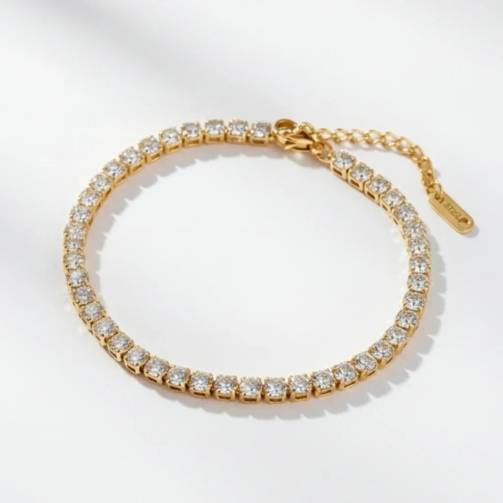 tennis cubic zirconia bracelet gold
