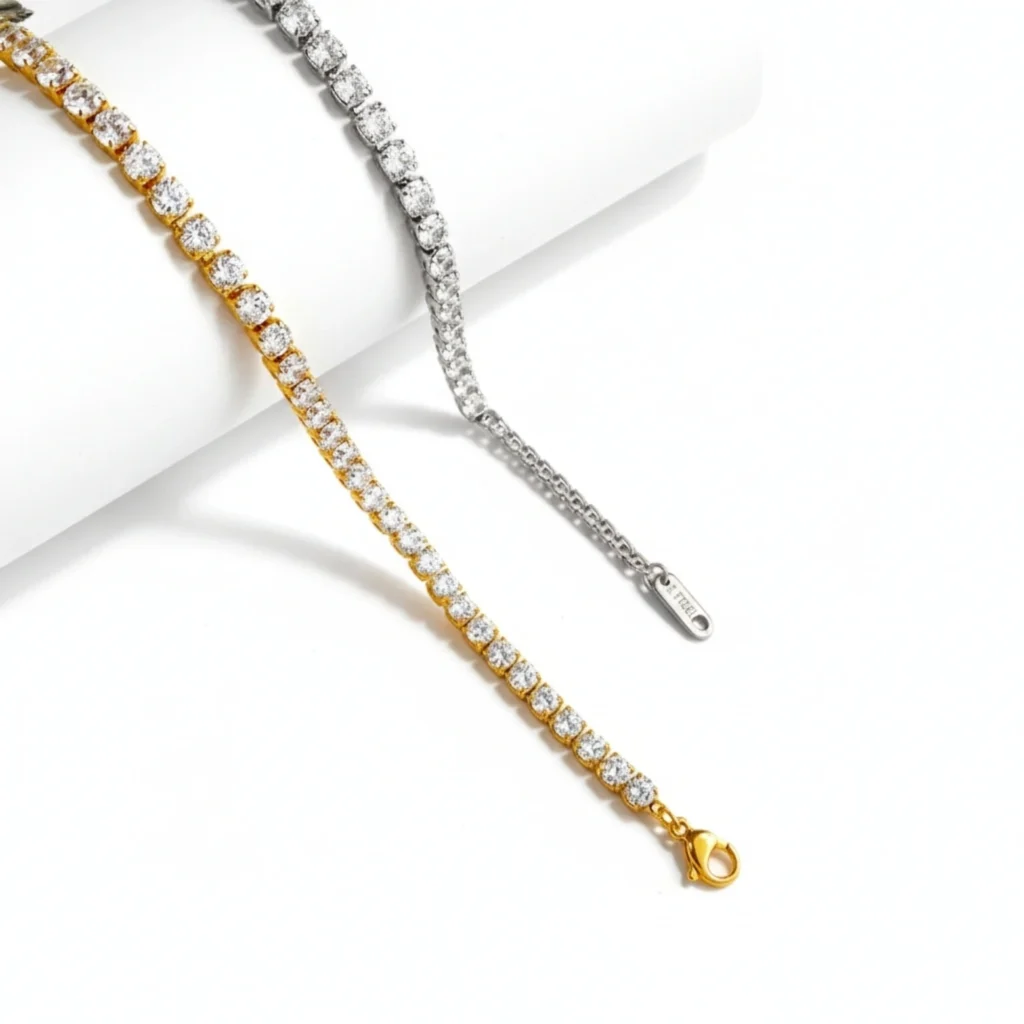 tennis cubic zirconia bracelet gold